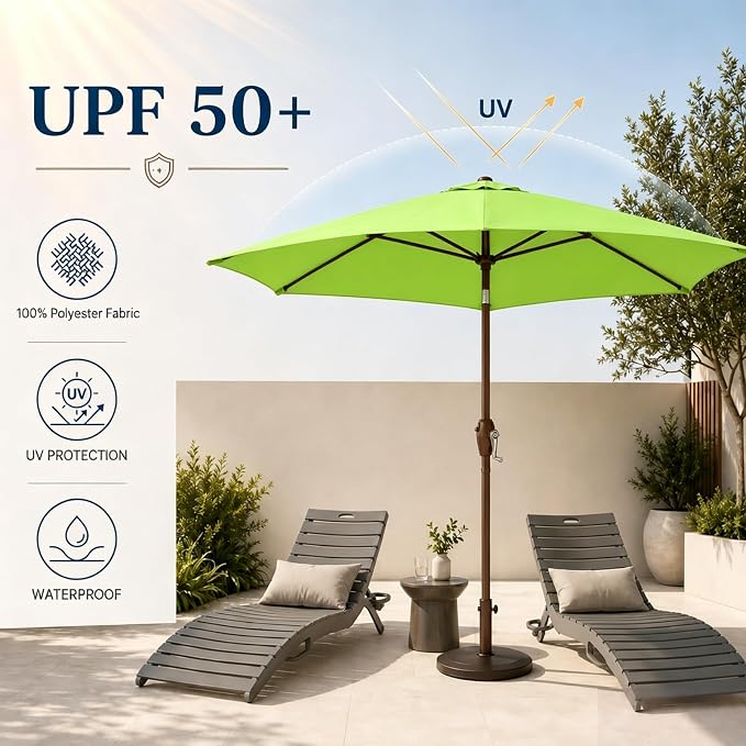 7.5ft Patio Umbrella, Outdoor Table Market Umbrella with Smooth Crank Lift, 6 Windproof Fiberglass Ribs, UPF50+ UV Protection for Deck, Pool, Garden and Backyard