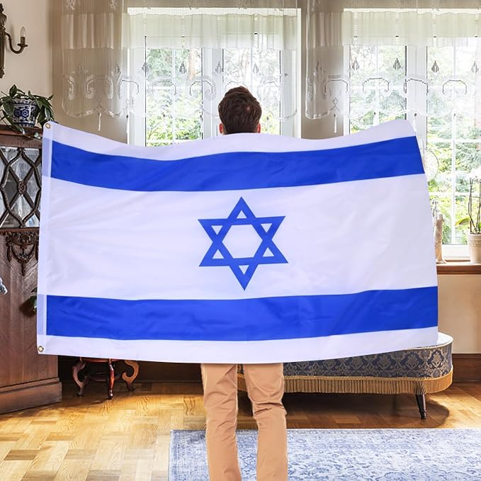 AhfuLife 2 Pcs Israel Flags 3 x 5 Ft, Large Israel Flags for Outside - Double Side with Brass Eyelets for Olympic Party Decorations Indoor Outdoor