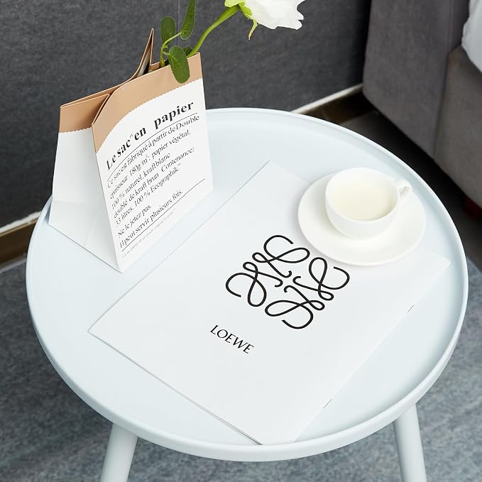 Linpla End/Side Tables - Small Round Accent Table, Metal White Narrow Night Stands with 3 Legs, Ideal for Any Room-Side Tables Living Room, Bedroom, Plant Stand Balcony, Indoor & Outdoor