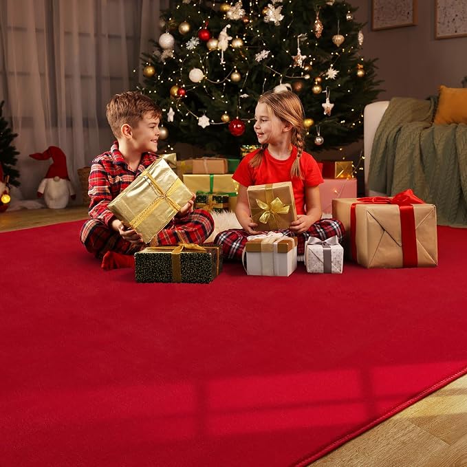 Amearea Large Area Rugs for Bedroom Living Room, 6x9 Red Memory Foam Rug | Thickened Fluffy Indoor Washable Rugs Non Slip Minimalist Carpet for Boys Girls Dorm Nursery Room Decor