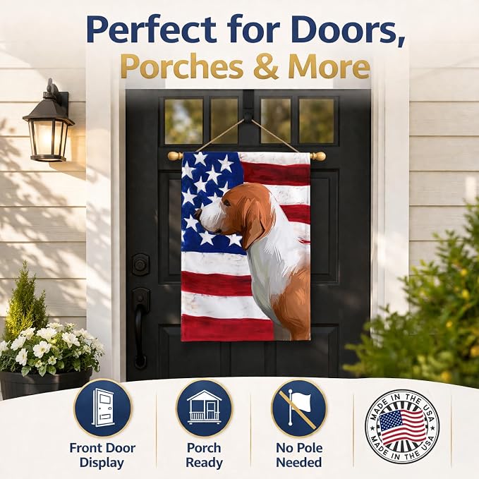Caroline's Treasures CK6506CHF Drever Dog American Flag House Flag Large Porch Sleeve Pole Decorative Outside Yard Banner Artwork Wall Hanging, Polyester, House Size, Multicolor