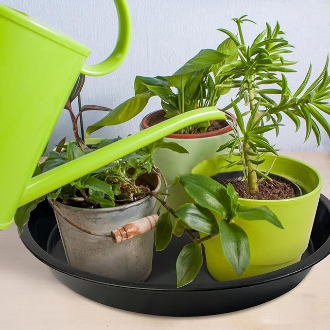 OUPSAUI 5 Pack 4 10 12 14 16 18 20 22 Inch Plant Saucer, Plant Trays for Pots, Large Plastic Plant Saucers for Indoors, No Holes Planter Drip Tray (10 inch)