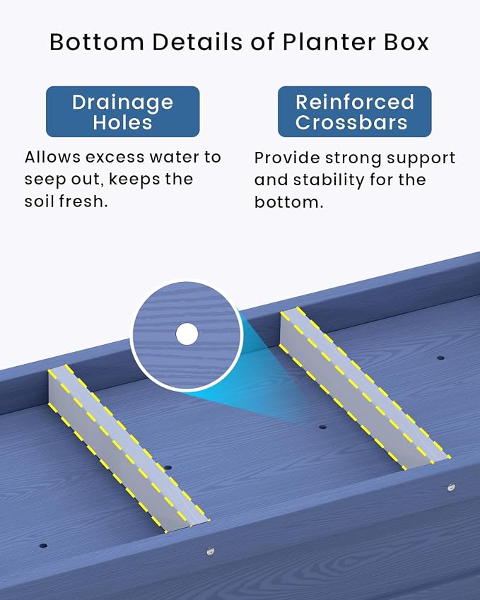 HDPE Raised Garden Bed with Legs, 49x21x27in All-Weather Heavy Duty Planter Box, Outdoor Elevated Garden Bed for Seeds, Herb, Flower, Vegetable (Navy Blue)
