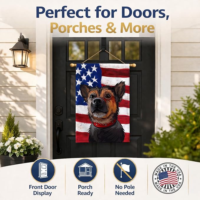 Caroline's Treasures CK6673CHF Murcian Ratter Dog American Flag House Flag Large Porch Sleeve Pole Decorative Outside Yard Banner Artwork Wall Hanging, Polyester, House Size, Multicolor