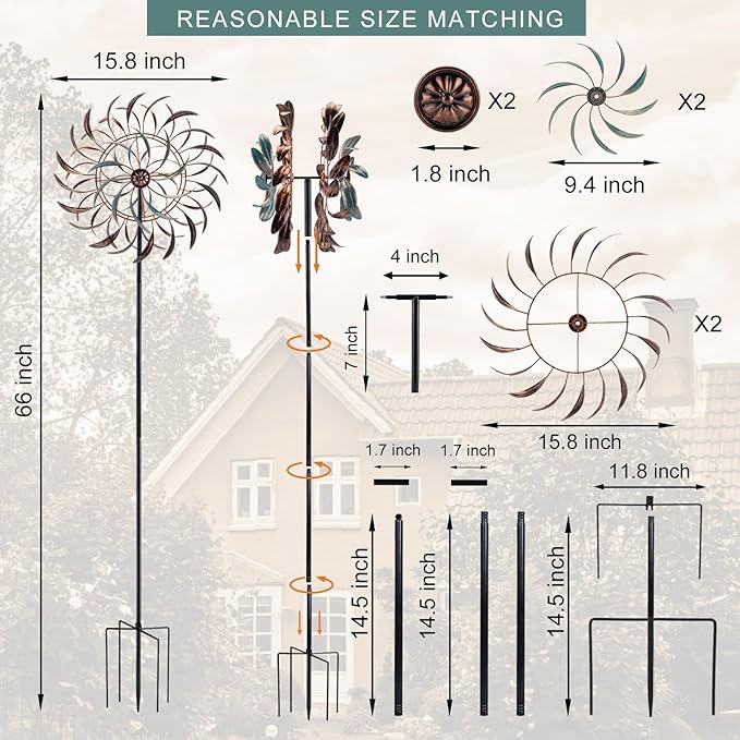 Stargarden Wind Spinners Outdoor, Metal Large Wind Sculptures | 360 Degrees Kinetic Wind Sculptures& Spinners Yard Art Outdoor Garden Decor