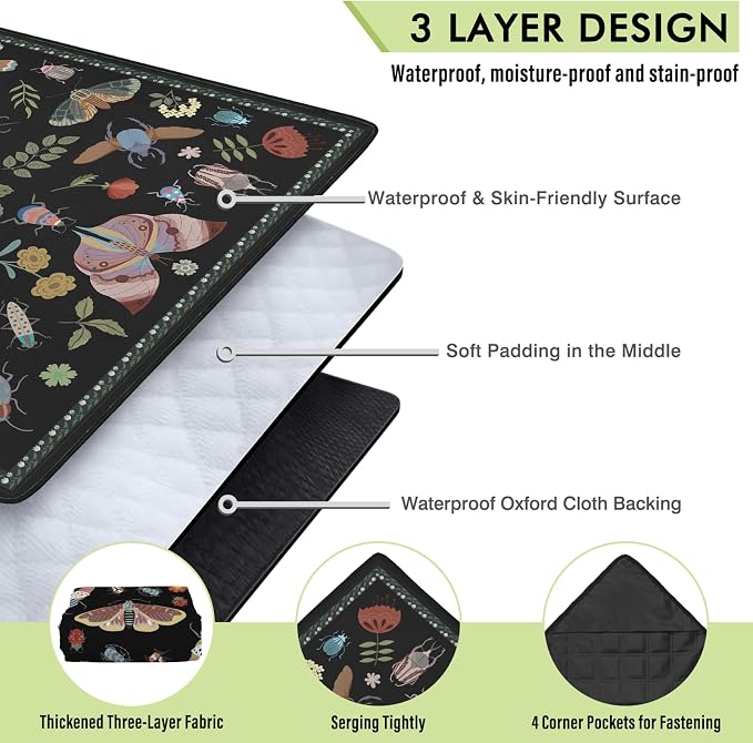 Insect Picnic Blankets Waterproof Foldable, 80″X80″ Extra Large Picnic Mat Boho Outdoor Blanket for Grass, Cute Packable Beach Blanket Sandproof Picnic Accessories for Camping Music Festival Park Lawn