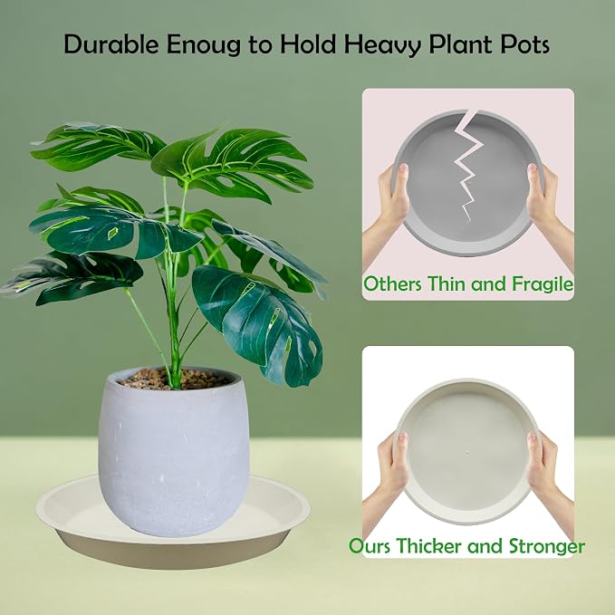 4 Pack 16 Inch Round Plant Saucers for Less 14 Inch Pot Indoors Outdoors Plant Trays for Pots Planter Saucer Plastic Drip Tray Planter Water Tray (White, 16"(4pcs))