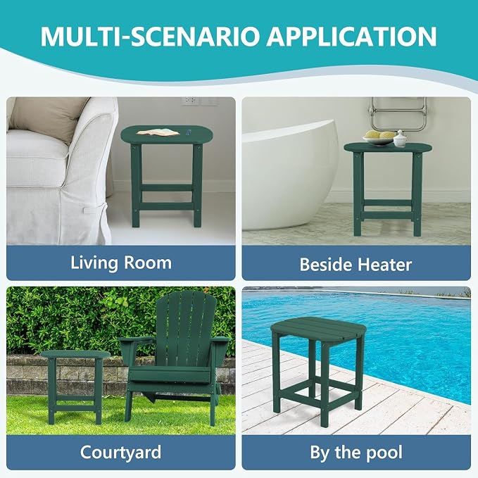 Adirondack Square Outdoor Side Table,2-Tier Storage Patio Side Table with Weatherproof HDPE Material Low