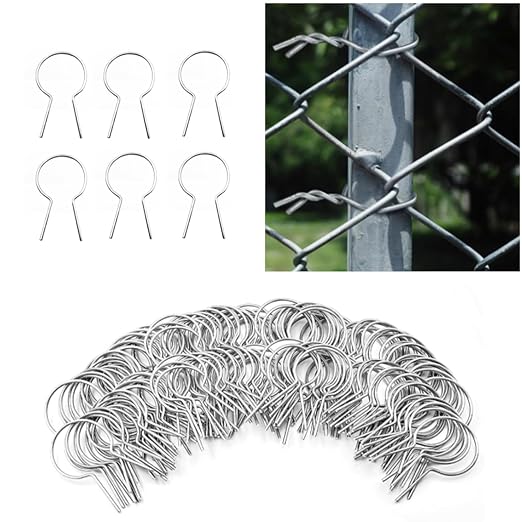 50 Pcs EZ Twist Ties 4"OD Preformed 9 Gauge Galvanized Steel Fence Ties for Fixing Chain Link Mesh to Round Posts.