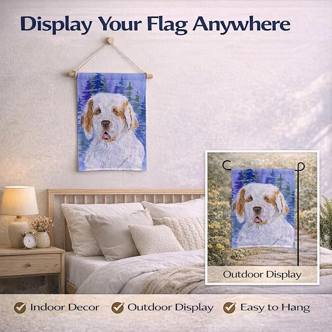 Caroline's Treasures SS8008GF Clumber Spaniel Garden Flag Mailbox Flag Decorative Yard Flag Banner Outside Patio Artwork Yard Flower Beds, Garden Size, Multicolor