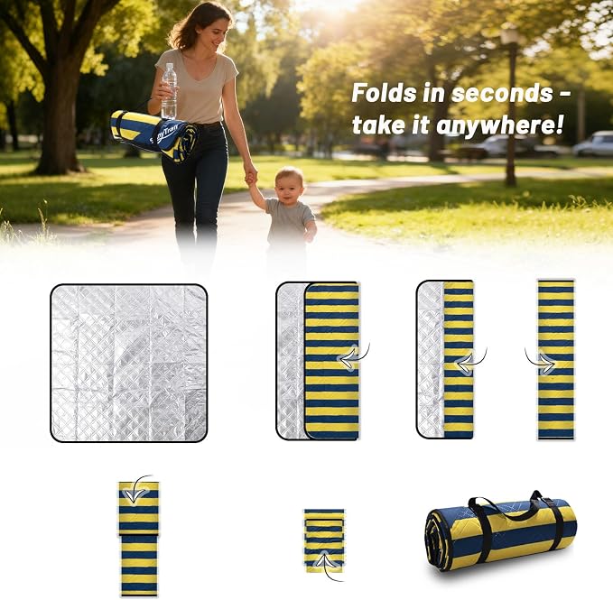 Picnic Blanket 80"x80" – Extra Large Waterproof Outdoor Blanket for Beach, Park, Grass, Lawn, Camping, Sandproof Mat, Foldable & Portable, Ideal Wedding Registry & Family Travel Accessory
