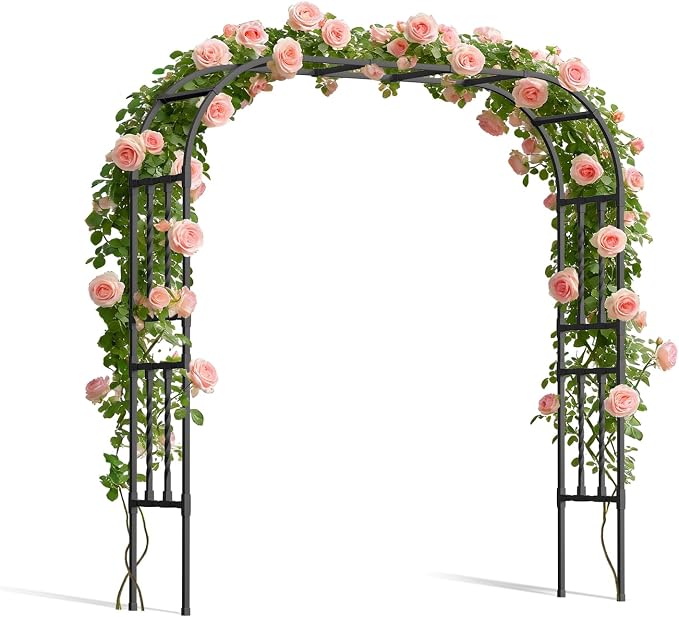 6.9x7.9FT Square Tube Garden Arbor Trellis,Unique Design Metal Arch for Climbing Plants Outdoor,Large Wedding Arch for Ceremony,Lawn Patio Backyard Decoration