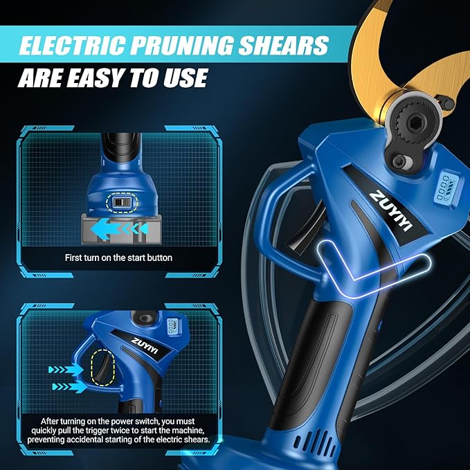 Cordless Electric Pruning Shears for Makita 18V Battery, 2.4" Cutting Brushless Electric Pruner, Tree Branch Cutter for Tree & Flower Trimming w/LED Display, 2 Levels Adjustable (Bare Tool)