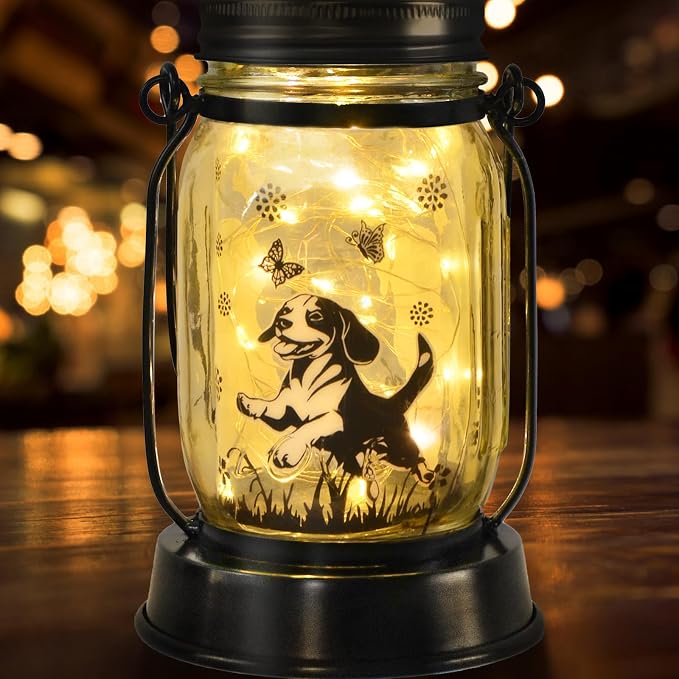 kyoryuger Beagle Gifts for Women/Men Beagle Solar Lanterns Dog Mom Birthday Dog Lovers Lantern Pet Loss Pet Memorial Lights Solar Garden Decoration Outside for Yard, Patio,Backyard,Porch