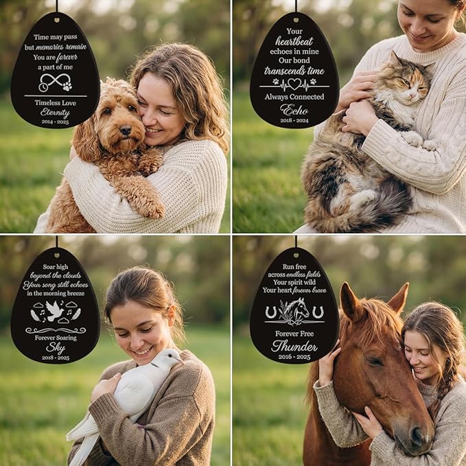 Personalized Sympathy Gift for Loss of Dog, Cat– Custom Pet Memorial Wind Chimes - Laser Engraved with Your Pet's Photo & Name – in Loving Memory, Outdoor Garden Decor