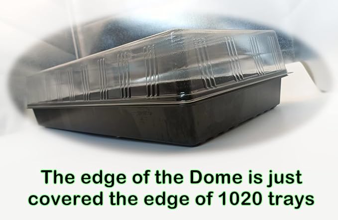 RooTrimmer 10 Pcs Humidity Dome, Plastic Clear Seed Starter Dome 1020 Tray Covers Humidifying and Insulating for Greenhouse Germination and Garden Growing (21.5"×11.5", 3.15" Height, 10-Pack)