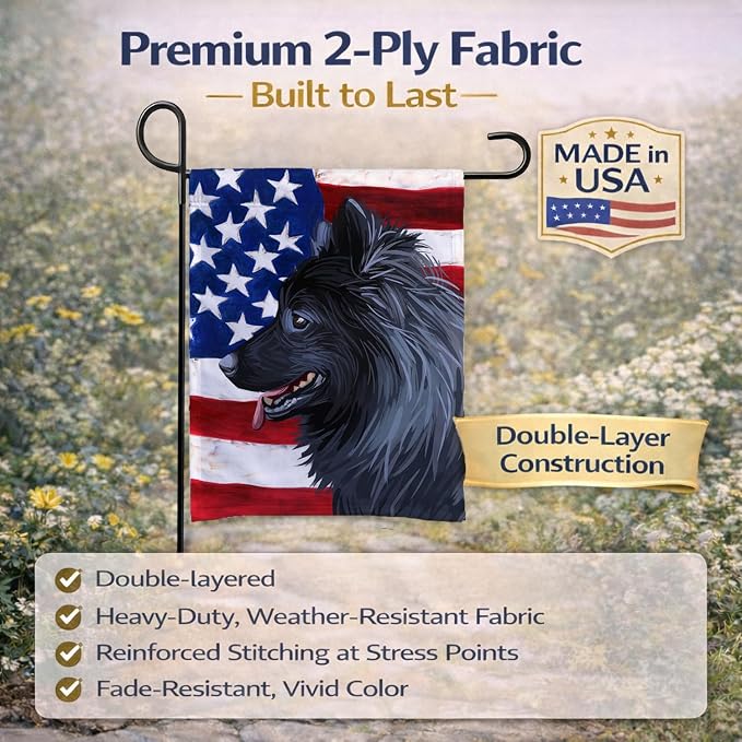 Caroline's Treasures CK6730GF Swedish Lapphund Dog American Flag Garden Flag Mailbox Flag Decorative Yard Flag Banner Outside Patio Artwork Yard Flower Beds, Garden Size, Multicolor