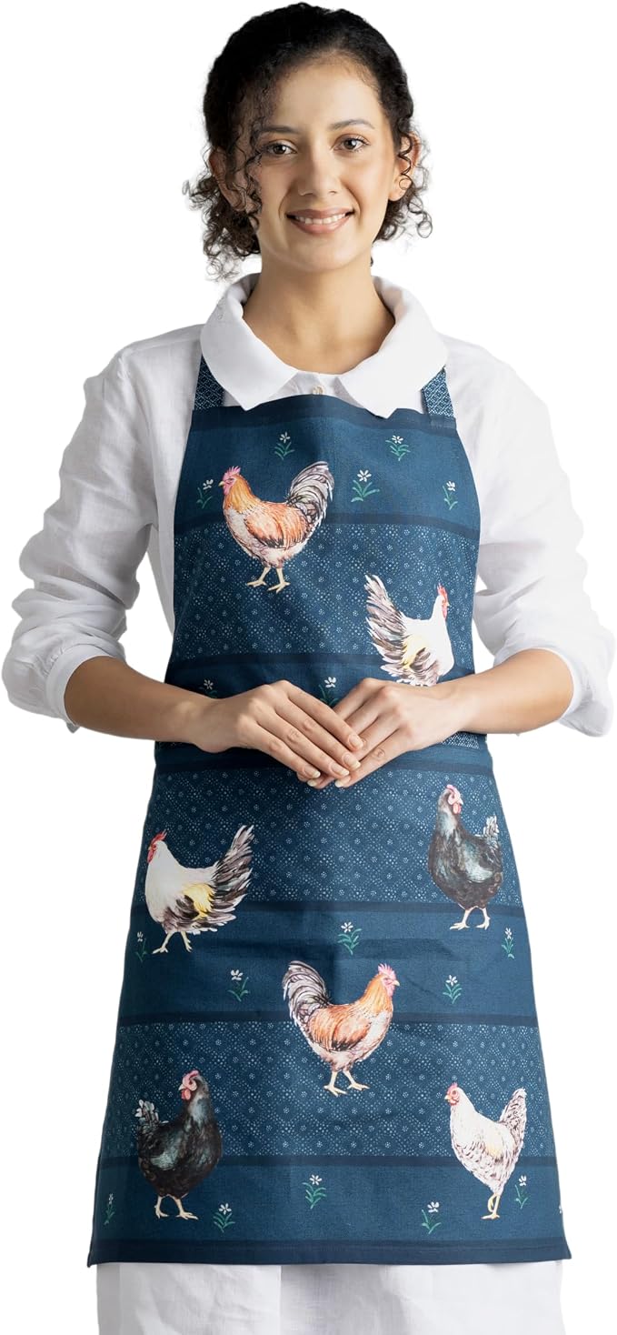 Maison d' Hermine Aprons for women with Pocket 100% Cotton (27.50"x31.50") | Adjustable Neck Strap & long ties Apron Men Chef Wedding Cooking Gardening Server Maid