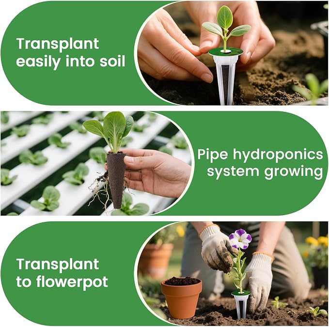 201Pcs Hydroponic Pods Kit | Compatible with Aerogarden, 50 Grow Sponges & Labels, 50 Baskets & Domes, 1 Tweezers, For Vegetables, Herbs, Lettuce