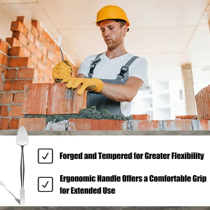 1/2" Trowel And Square Masonry Tools Forged Steel Trowel Concrete Tool Ornamental Stucco Tool Long-lasting Masonry Plaster Spatula for Glazing, Patch Work, Plaster, and Archeology