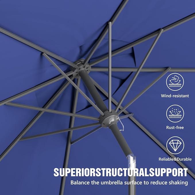 Sannwsg Patio Umbrellas, Pool Umbrella with 8 Sturdy Ribs, Outdoor Umbrella with Push Button Tilt/Crank, Deck Umbrellas, Market Umbrela Table for Backyard, Deck, Garden, Pool