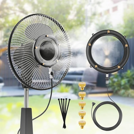 Fan Misting Kit. Fan Misters for Cooling Outdoor, Integrated Mister Ring for Outside with Water Valve, Misters for Outdoor Fan. Fit for Any Outdoor Fan. Durable, Seamless Fan Mister not Easy to Leak