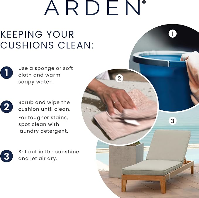 Arden 2-Pack Patio Dining Outdoor Chair Cushions, 20x44, Rain-Proof Seat Pad, Fade-Resistant Outdoor Cushion Tan Leala