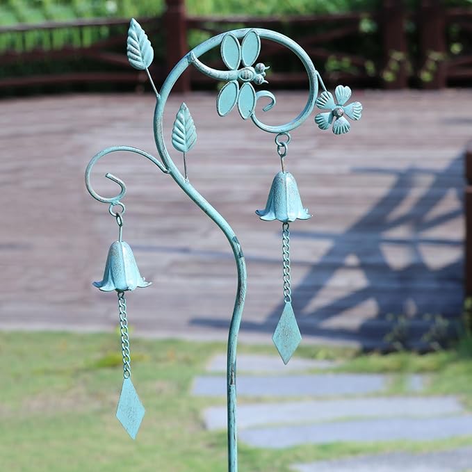 Dragonfly Metal Garden Art,Decorative Garden Stake with Bells for Outside | 46.8"H Dragonfly Garden Decor,Wind Chime Stakes for Outside,Yard Art for Garden,Flower Beds, Patio.