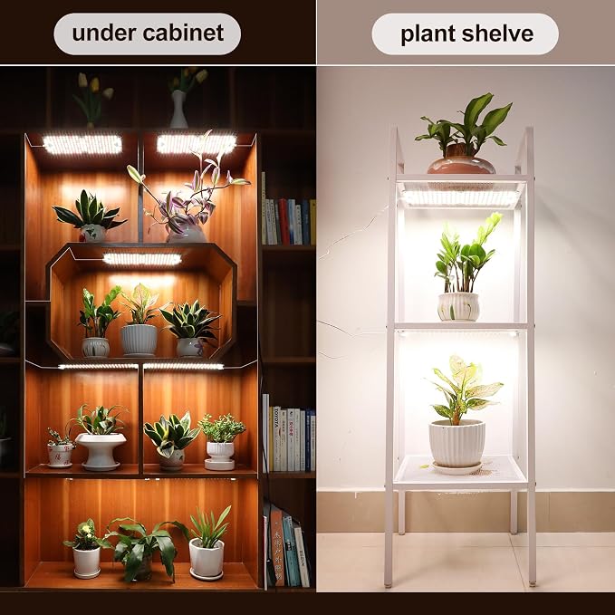 6Pack Panel Grow Lights for Indoor Plants, Seed Starting, Vegetables with 4/8/12/16/20 Hr Timer, 40W Full Spectrum LED Plant Growing Lamps for Cabinet/Shelves/Greenhouse, Plug-and-Play, Connect Freely