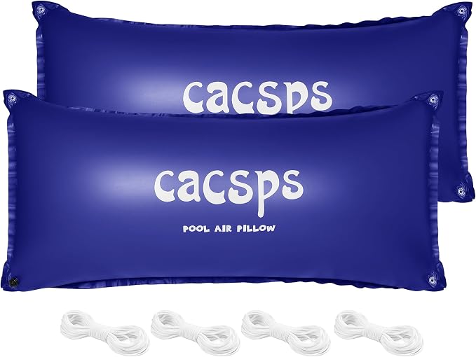 CACSPS 2 Pack Pool Pillow for for Above Ground Pools, 4x8 Ft Pool Air Pillow for Closing Winter Pool Winterizing Kit for Ground Pool, 0.5mm PVC Material, 2X 16.5Ft Rope (Blue)