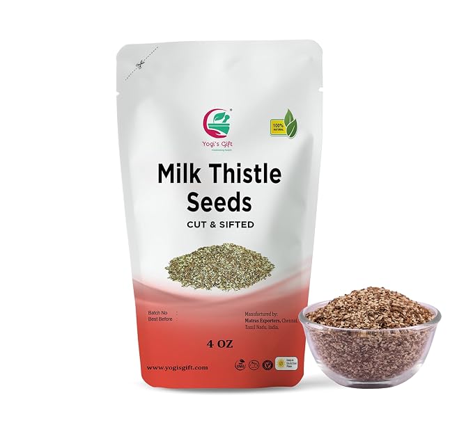 Milk Thistle Tea (Seeds) 4 oz, Cut and Sifted, 100% Natural for Herbal Tea, DIY Use & Infusions, by Yogi's Gift®
