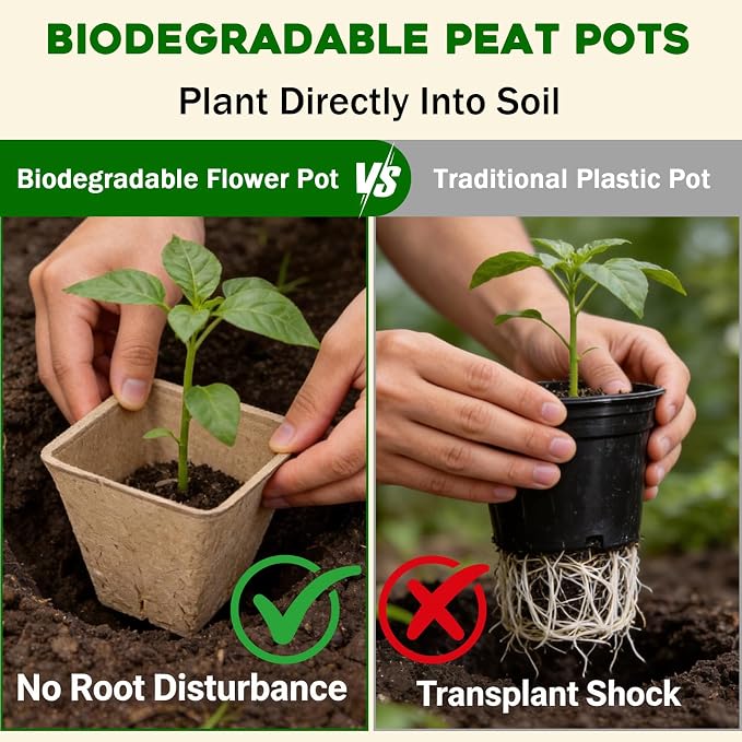 NNG 5PCS Seed Starter Tray with 90PCS Square Seed Peat Pots,Seed Starter Kit with Germination Trays Seedling Pots for Seedling Propagation and Plant Growing
