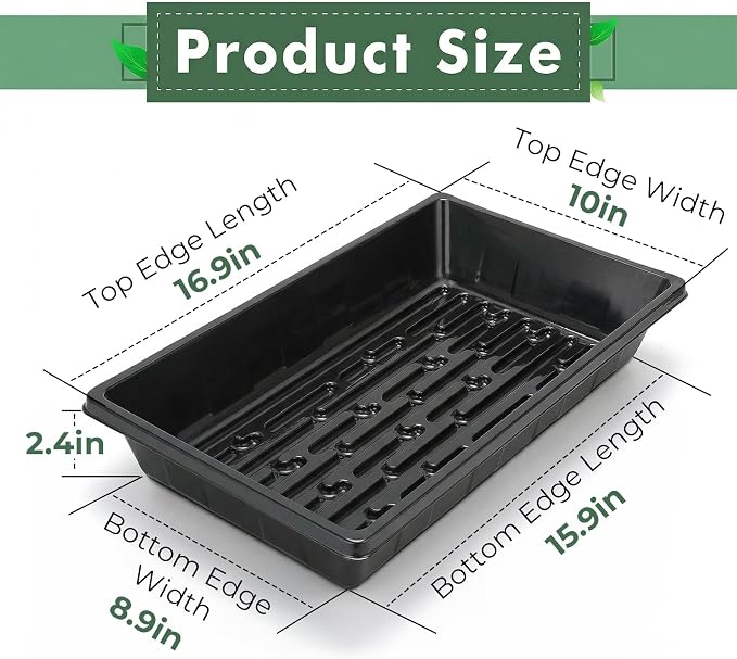 Sckee Upgraded 50 Pack Plant Growing Trays Seed Starting Tray Microgreens Growing Trays Seedling Plant Germination Starter Tray Transplant Fodder Flats, No Holes, No Leakage, Reusable (1017)