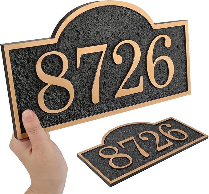 Address Plaque Small Arch - 12'' x 6.85'' Custom Address Sign for House,House Number Plaque Sign for Outside House,Driveway,Mailbox Easy Installation Metal & Large Options (Style 6)