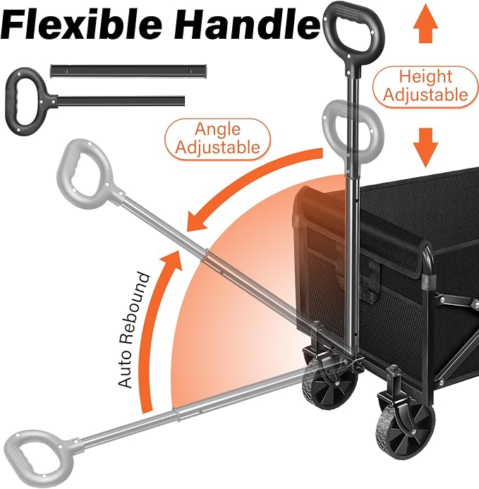 Wagons Carts Foldable - 280Lbs Collapsible Wagon Cart with Wheels Portable - Folding Wagon Lightweight for Camping, Sports, Travel, Picnic, Groceries, Shopping