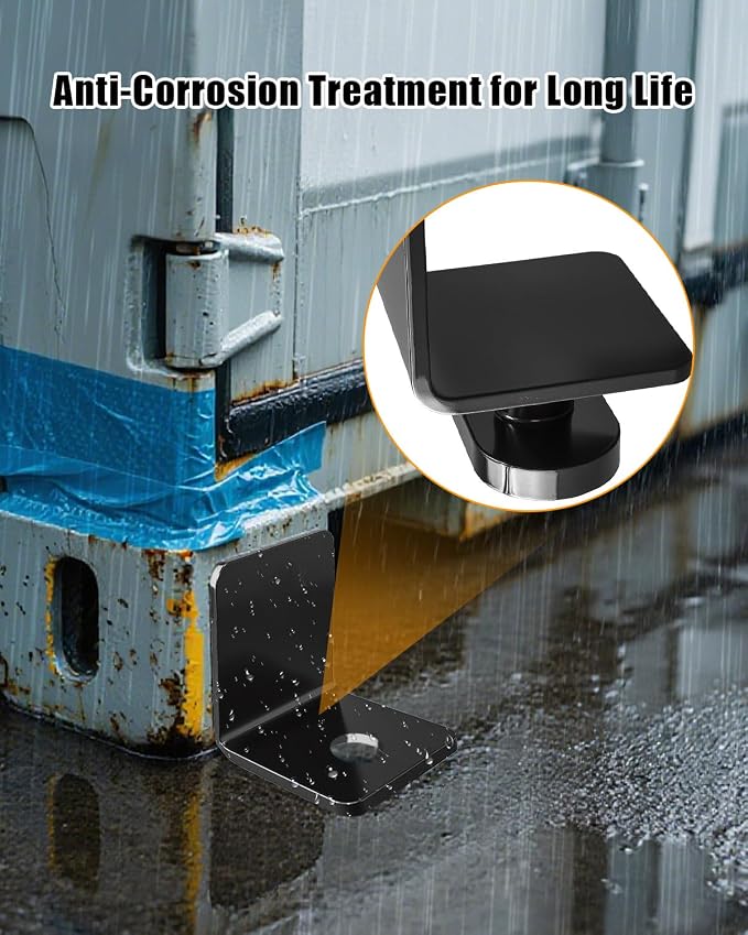 4 Pack Shipping Container Anchors, Heavy Duty Side Twist Lock Tie Downs for Cement or Rock Floors, Container Lock Down Bracket, Black Powder Coated Steel