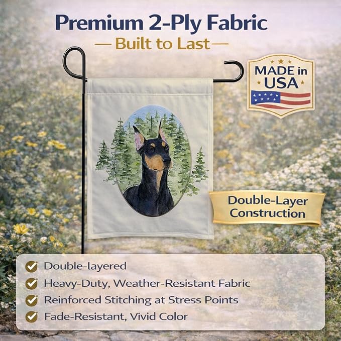 Caroline's Treasures SS8067GF Doberman Garden Flag Mailbox Flag Decorative Yard Flag Banner Outside Patio Artwork Yard Flower Beds, Garden Size, Multicolor