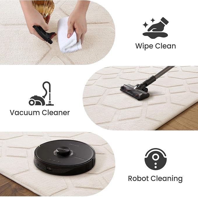 Sour Lemon Area Rugs 9x12 Living Room Bedroom, Large Carpet White Rug | Big, Geometric Alfombra Para Salas Modernas, Washable, Non Slip Soft Thick Fluffy Plush, Memory foam Rug for Kids Playroom