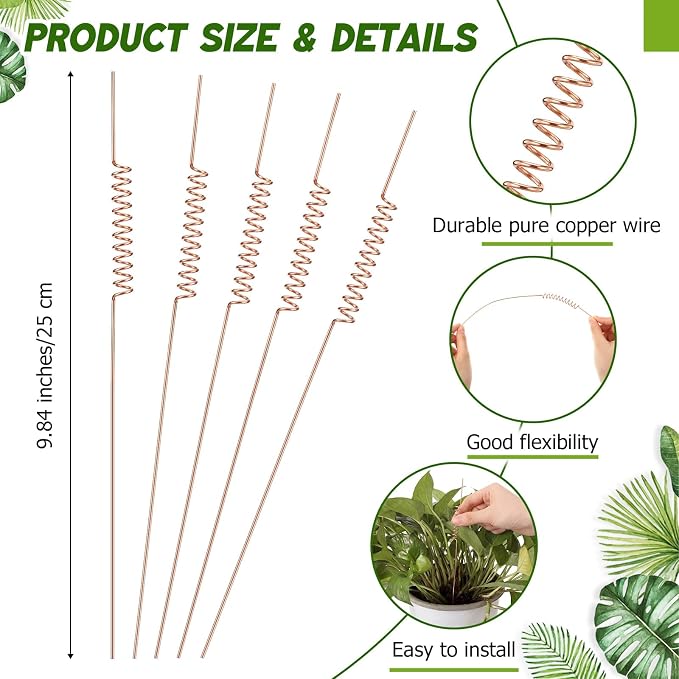 9 Pack Electroculture Plant Stakes Copper Plant Stake 10" Tensor Rings Copper Rods for Garden Electroculture Gardening Coil Wire Antenna for Growing Vegetable Garden Plants Support(Classic)