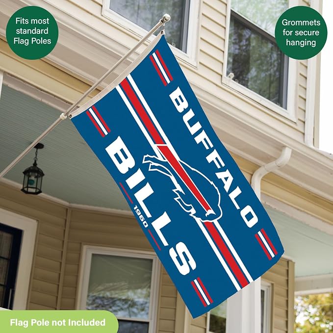 NFL 3 x 5 Outdoor Durable Flag with Grommets | Heavy Duty Flag & Banner for Outdoor Garden Patio Decoration | Indoor Wall Decor Flag for Room | Works with Flag Poles for Outside House (Buffalo Bills-Vintage)