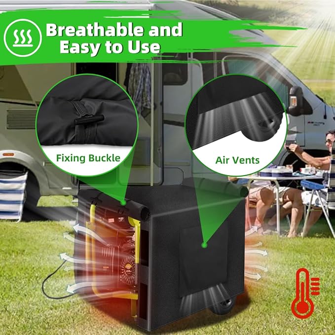 Outdoor Generator Cover While Running, 600D Polyester Waterproof Generator Covers for Outside Fade and Tear Resistant, All-weather Generator Enclosure 38”Lx28”Wx30”H (Black)