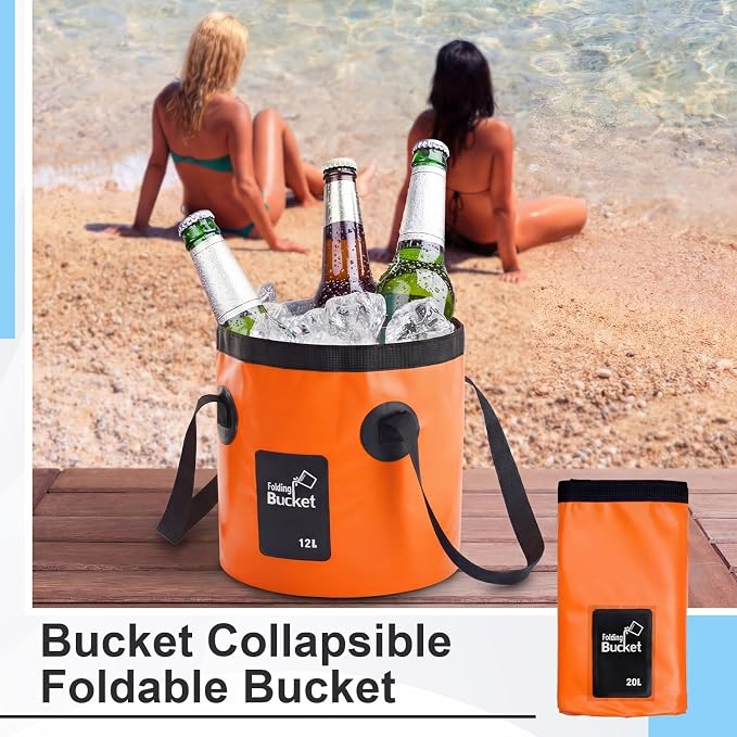 3 Gallon 3 Pack Collapsible Bucket, Foldable Water Bucket with Handles, Portable Camping Buckets for Fishing, Hiking, Cleaning, Outdoor & Travel Use (Multicolor)