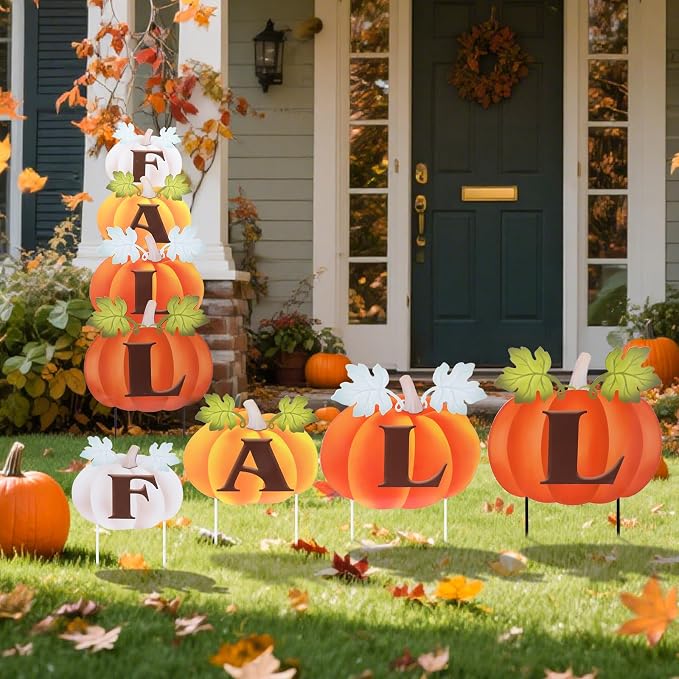 Fall Yard Decor Outdoor Autumn Harvest Pumpkins Stakes Pumpkin Patch Sign with Stakes Fall Thanksgiving Decoration for Home Outside Lawn Garden Holiday Decor