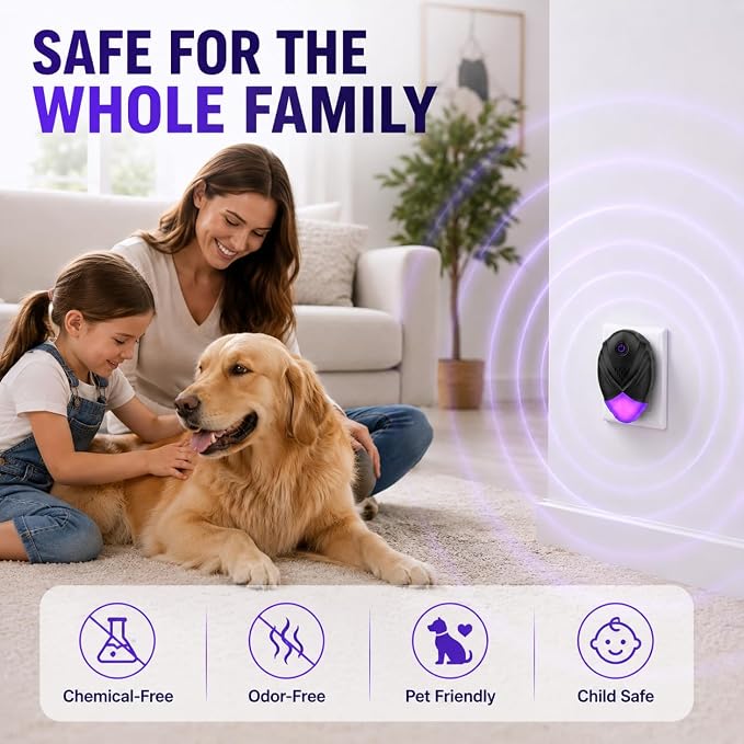 2026 Upgraded Ultrasonic Repeller 6 Packs, Indoor Ultrasonic Repellent for Roach, Rodent, Mouse, Bugs, Ant, Mosquito, Mice, Spider, Electronic Plug in Pest Control