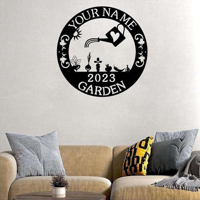 CFC0121317 Customize Name Murals for Outdoor Plaques for Mothers and Grandma, Exclusive Personalized Metal Sign, Personalized Vegetable Garden Sign