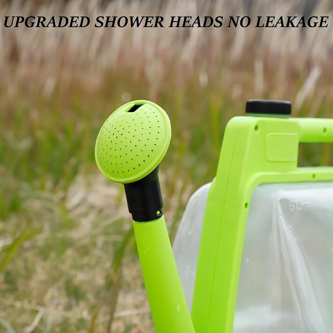 6L Foldable Watering Can with Rotating Nozzle & Long Spout for Plants, Indoor Outdoor Gardening, Clear Plastic-Green