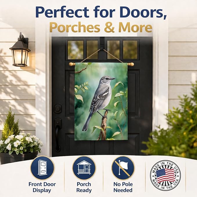 Caroline's Treasures Tennessee Northern Mockingbird House Flag Large Porch Sleeve Pole Decorative Outside Yard Banner Artwork Wall Hanging, Polyester, House Size, Multicolor