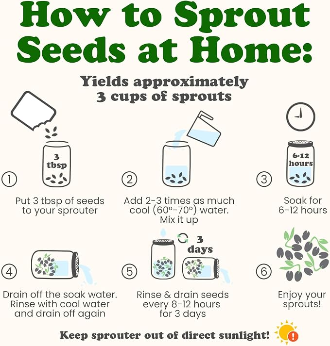 Food to Live - Organic Antioxidant Mix of Sprouting Seeds, 10 Pounds - Non-GMO Broccoli, Alfalfa, Clover, Rich Germination Rate, Non-Irradiated, Kosher