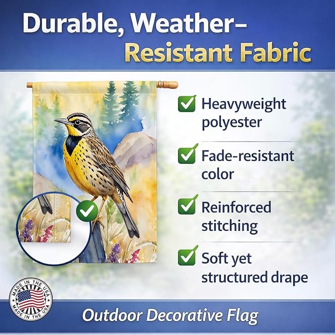 Caroline's Treasures Oregon Western Meadowlark House Flag Large Porch Sleeve Pole Decorative Outside Yard Banner Artwork Wall Hanging, Polyester, House Size, Multicolor
