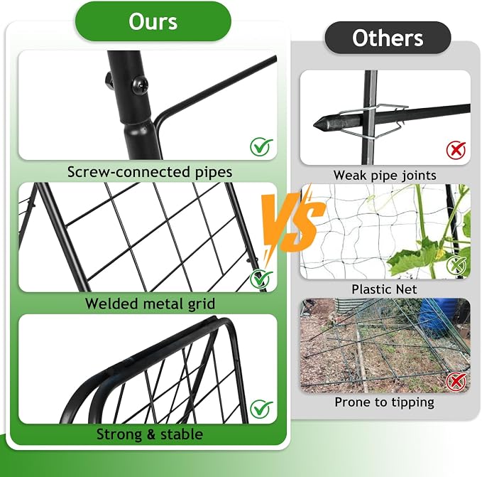 Heavy Duty Adjustable A-Frame Garden Trellis for Climbing Plants 50"x17", Reinforced Metal Plant Support for Raised Beds, Ideal for Tomatoes, Cucumbers & Outdoor Vines Black, 1 Pc